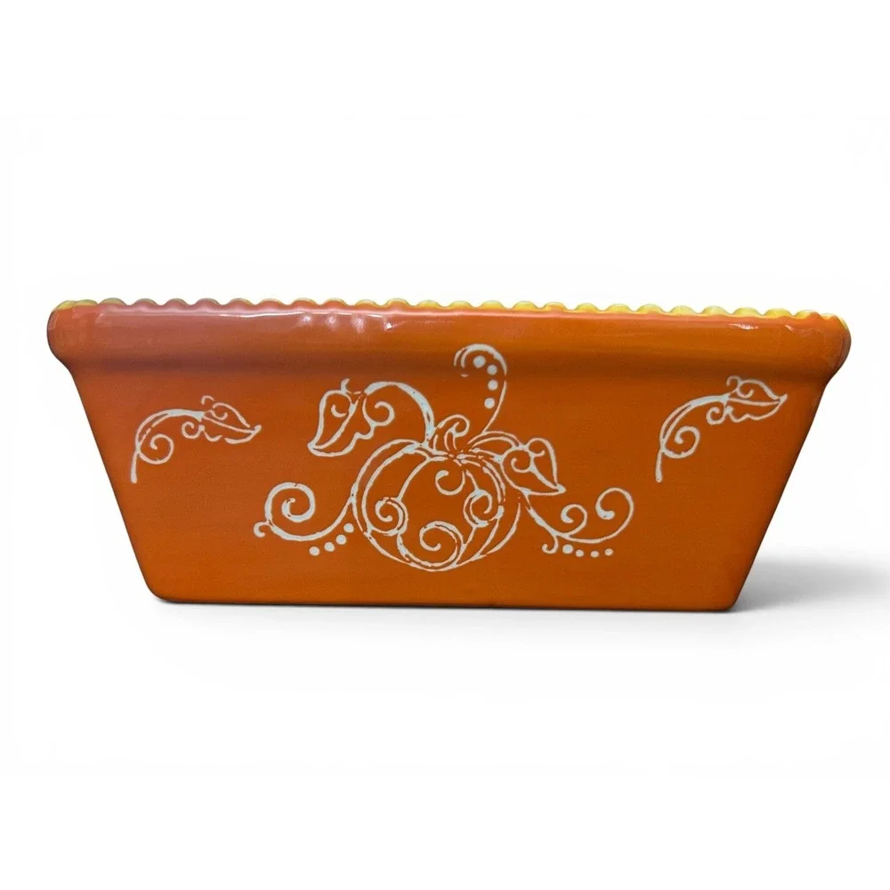 Temp-tations by Tara Harvest 12oz Mini Loaf Pan w/ Lid Pumpkin Scroll Fall NWT